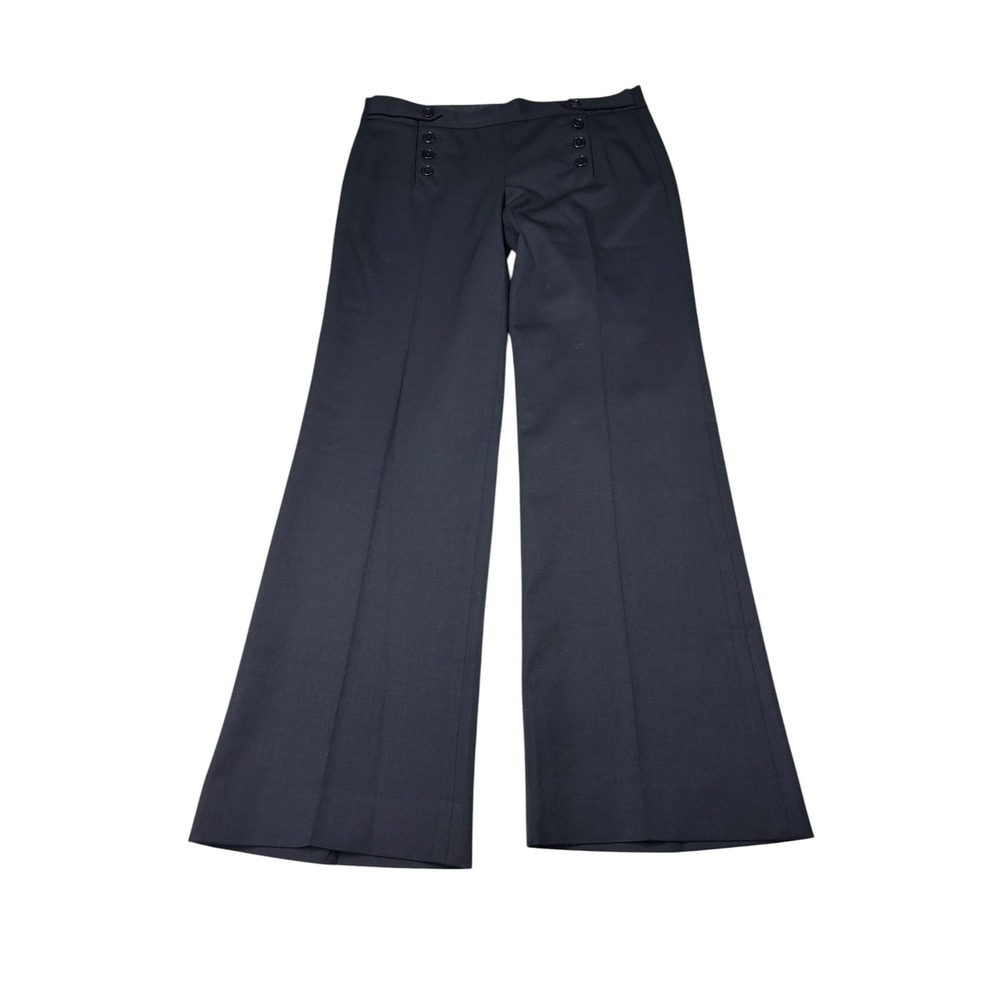 Theory Oliver Sailor Pants Black Wool Blend Wide Trousers Womens 8 W32 L32